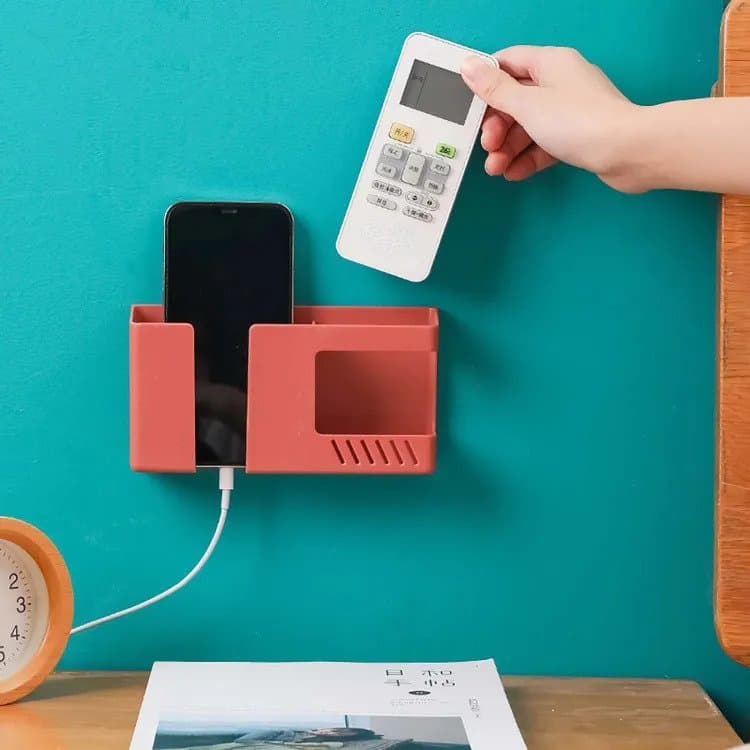 TV Remote Control Storage Phone Plug Wall Holder Charging Multifunction Hooks